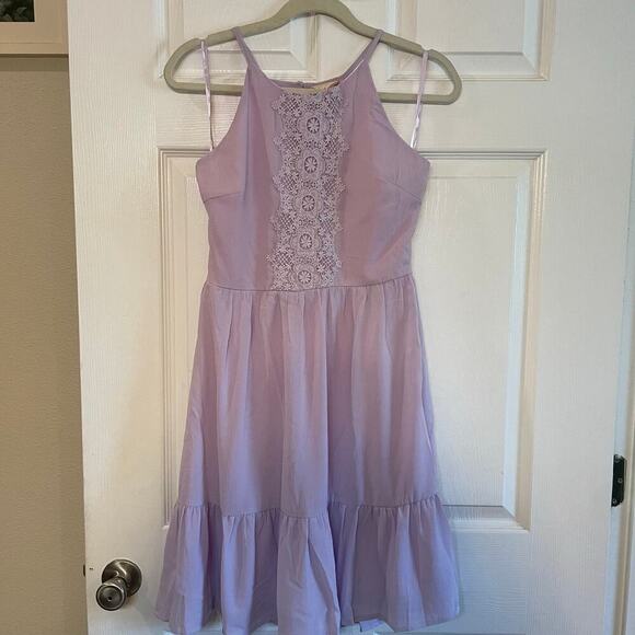 Altar'd State Dresses & Skirts - Altar’d State halter style lavender mini dress with crochet detail. Size medium
